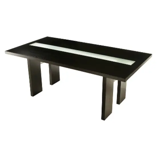 Stevenson&nbsp;Glass Insert Open Shelf w/Led Lights Dining Table Black - HOMES: Inside + Out image {2}