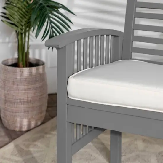 Ravenscroft Modern Boho Acacia Wood Slatted Outdoor Loveseat with Cushion - Saracina Home image {6}