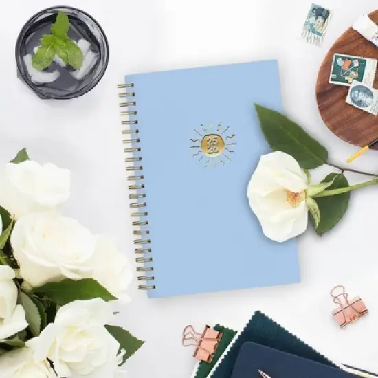 Blue Sky Brook Gossen Planner Faux Leather Lgb 5"X8" Weekly/Monthly Wirebound (12 Month) Light Blue July 2025 To June 2026 image {1}