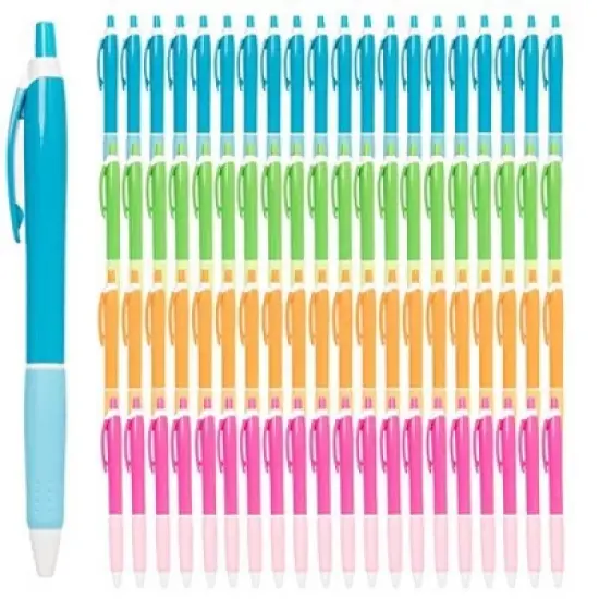Simply Genius 100 pack Office Pens, Retractable Ballpoint Pens in Black Ink for Schools, Notebooks, Journals (Assorted Colors, 100pcs) image {7}