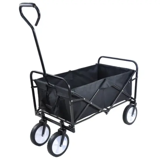 Folding Wagon Garden Shopping Beach Cart (Black) image {1}