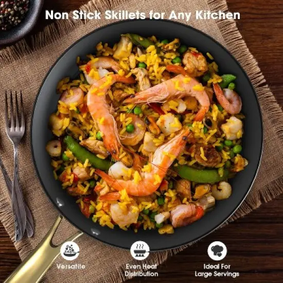 imarku Professional Cooking Utensils , Nonstick Cast Iron Skillets 2pcs, 8 Inch, 12 Inch Frying Pizza Pans, Cast Iron Pans, Dishwasher Safe image {6}