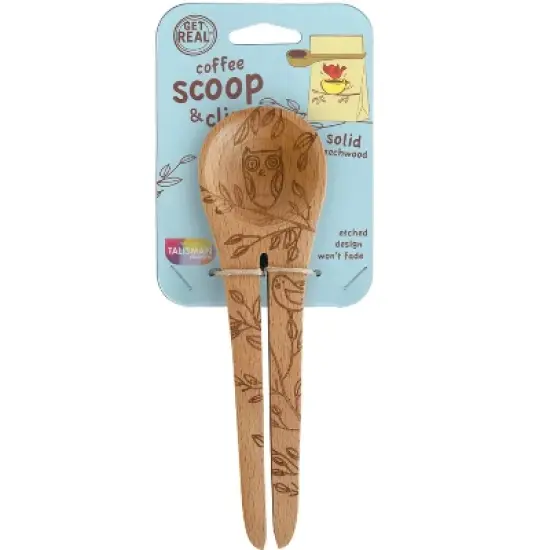 Talisman Designs Laser Etched Honey Bee Beechwood Coffee Scoop & Clip, Nature Collection image {4}