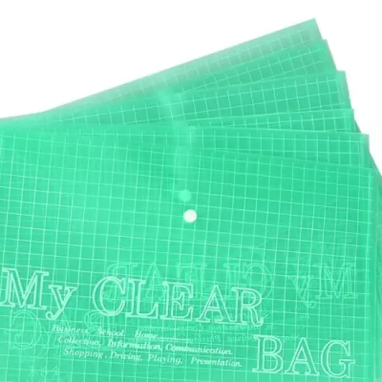 PiccoCasa Soft Plastic Press Studs Closure Square Print File Bag Green 6 Pcs image {3}