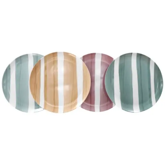 Gibson Home Cottage Stripes 12 Piece Melamine Dinnerware Set in White and Multi image {3}