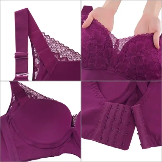 Agnes Orinda Women's No Underwire Full Coverage Comfort Wirefree Lace Bra image {2}