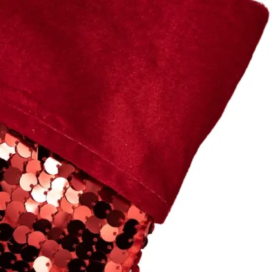 Northlight 19" Shiny Metallic Red Sequined Christmas Stocking with Velveteen Cuff image {2}
