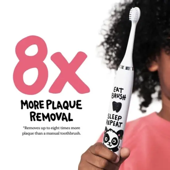 Made By Dentists Kids' Rechargeable Electric Toothbrush with 2 Replacement Toothbrush Heads and Charger - Panda image {1}
