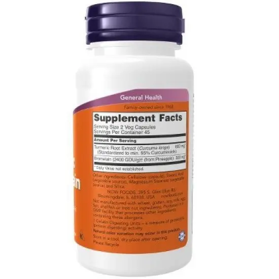 Turmeric and Bromelain by Now Foods  -  90 VegCap image {1}