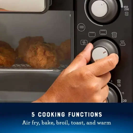 Oster 18-Quart Toaster Oven With Air Fry Matte Black: Convection, 1400W, Steel, Includes Broiler Pan & Air Fry Basket image {2}