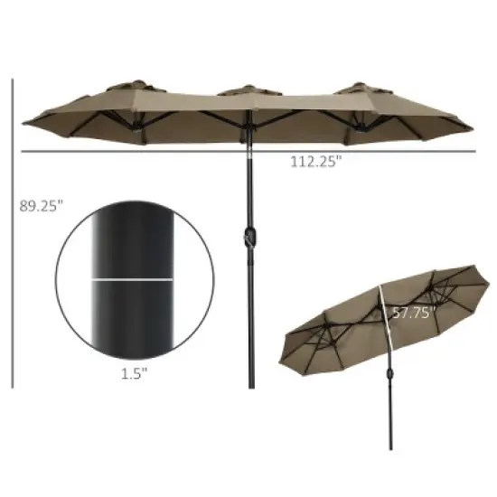Akoasm 89.25 in. H Outdoor Double-sided Patio Umbrella with Push Button Tilt and Crank For Deck, Garden & Pool-Gray image {4}