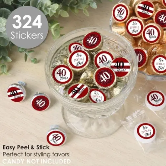 Big Dot of Happiness We Still Do - 40th Wedding Anniversary - Anniversary Party Small Round Candy Stickers - Party Favor Labels - 324 Count image {1}
