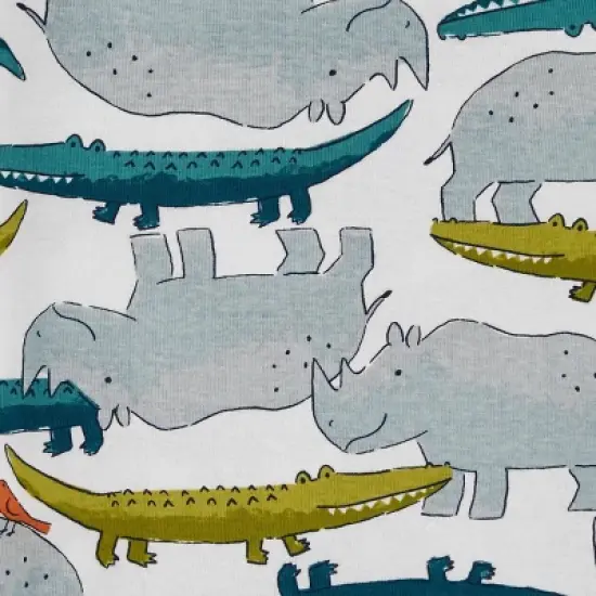 Carter's Just One You&reg; Toddler Boys' Gators and Rhinos Short Sleeve Pajama Set - Gray/Teal Blue image {2}