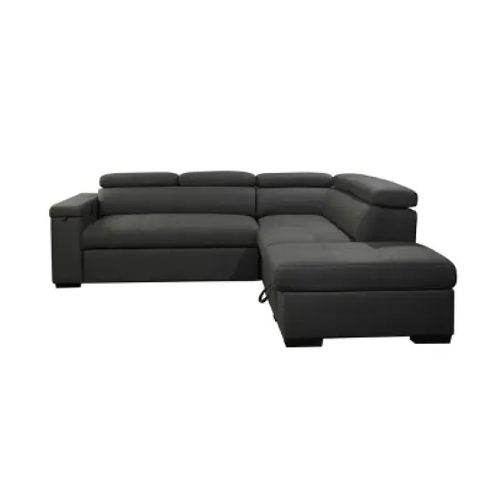 Mateo Stain Resistant Fabric Storage Sectional with Pullout Bed Gray - Abbyson Living image {7}