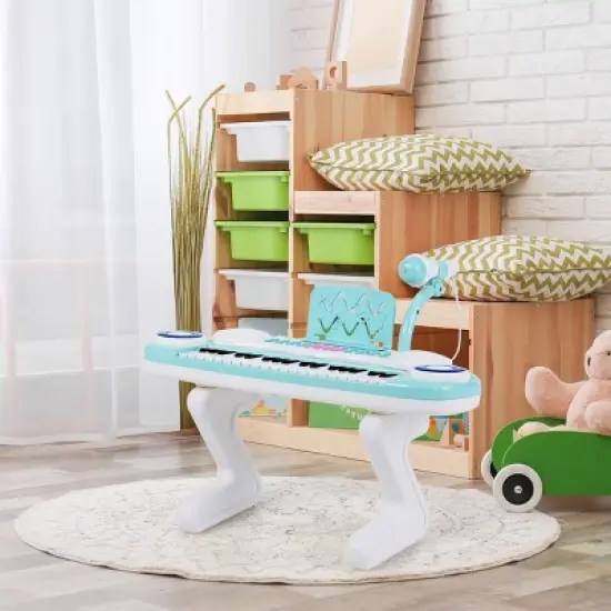 Costway Z-Shaped Kids Toy Keyboard Piano 37-Key Electronic Organ Light w/Microphone image {1}