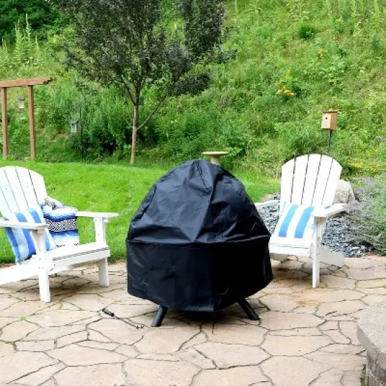 Sunnydaze Outdoor Portable Camping or Backyard Flaming Sphere Ball Fire Pit with Built-In Spark Screen - 30" - Black image {8}