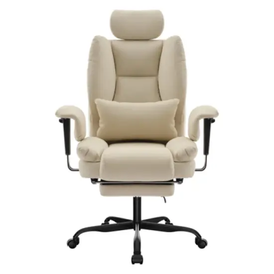 GDFStudio Bernie Faux Leather Upholstery Reclining Swivel Office Chair with Footrest and Adjustable Headrest image {1}