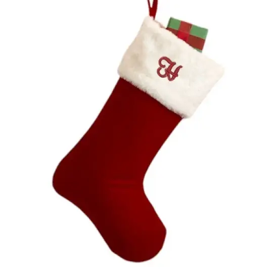 Personalization Mall Velvet 19" Embroidered Initial Stocking, Burgundy image {9}