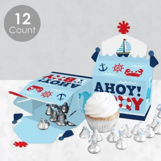 Big Dot of Happiness Ahoy It's a Boy - Treat Box Party Favors - Nautical Baby Shower Goodie Gable Boxes - Set of 12 image {2}