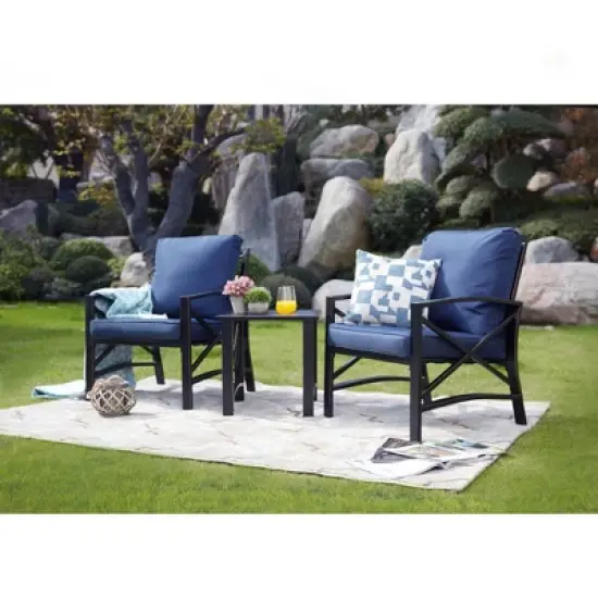 3pc Outdoor Metal Conversation Set with Cushions - Patio Festival
 image {10}