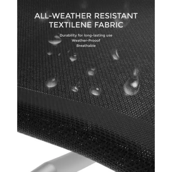 Set of 2 Beach Chaise Lounges - Aluminum Pool Lounge Chairs Adjustable Backrest for Patio, Backyard, Vacation Home, Black image {4}