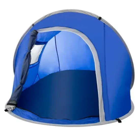 Leisure Sports 2-Person Water-Resistant Barrel Style Pop-Up Tent for Camping - With Rain Fly, Carry Bag, and Sunchaser - Blue image {1}
