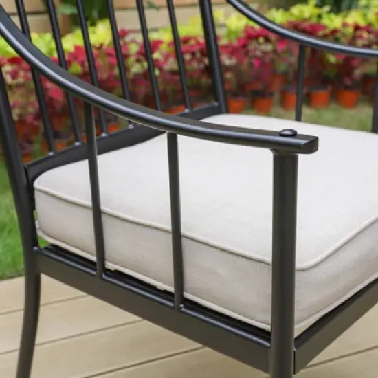 2pk Outdoor Steel Arm Chairs with Cushions - Captiva Designs image {2}