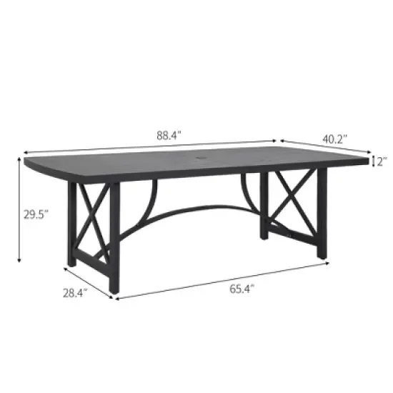 COWLOWN Aluminum Double Panel Outdoor Dining Table for 8, Painted Finish Rectangular Patio Table for Garden, Deck, or Backyard image {2}