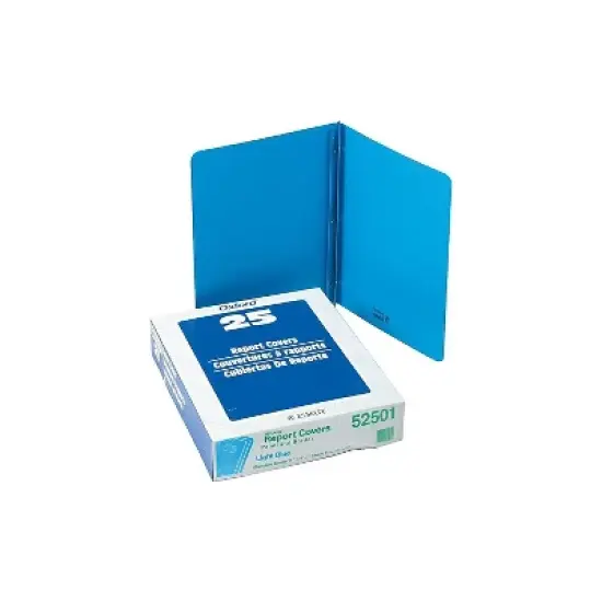 Oxford Report Cover 3 Fasteners Panel and Border Cover Letter Light Blue 25/Box 52501 image {1}