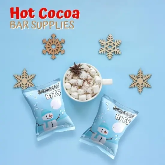 4E's Novelty Snowman Bits Mini Marshmallow 50 Packs - Vanilla Flavored Individually Wrapped Marshmallows Packets for Hot Chocolate & Stocking Stuffers image {3}