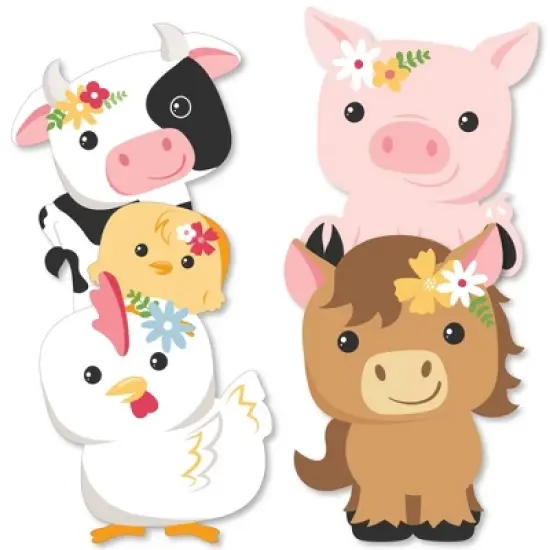 Big Dot of Happiness Girl Farm Animals - Decorations DIY Pink Barnyard Baby Shower or Birthday Party Essentials - Set of 20 image {1}