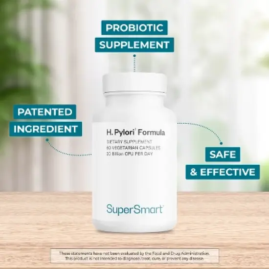 SuperSmart H. Pylori Formula 20 Billion CFU per Day - Probiotic Lactobacillus Reuteri DSM 17648 | Non-GMO & Gluten Free - 60 Vegetarian Capsules image {2}