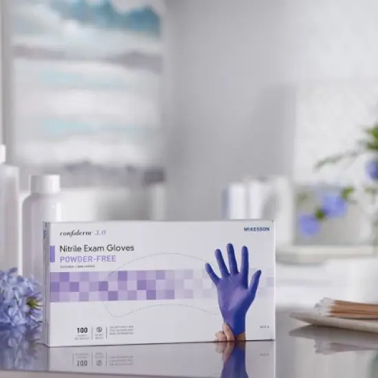 McKesson Confiderm&reg; 4.5C Nitrile Exam Glove, Medium, Blue image {4}