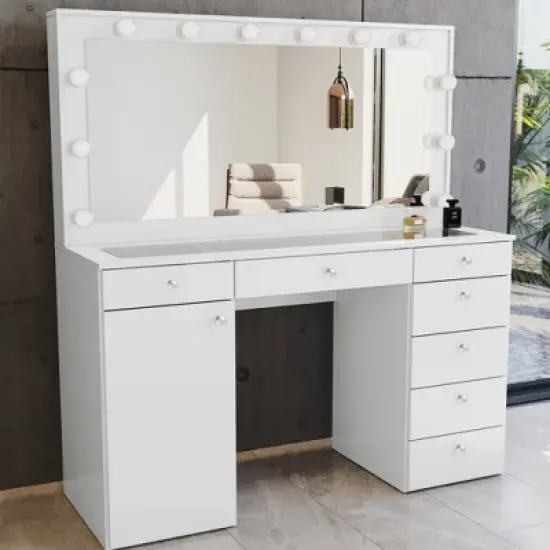 Leila Lighted Makeup Vanity - Boahaus image {3}