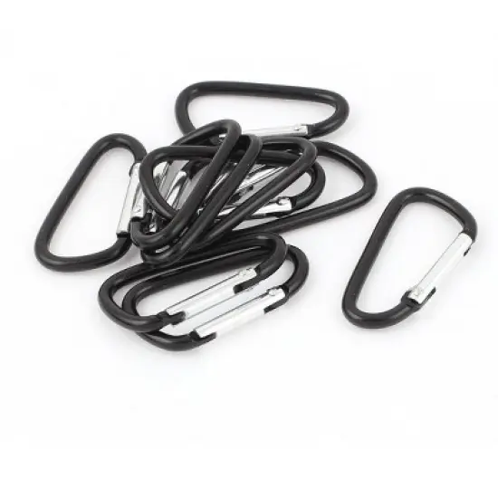 Unique Bargains Metal Hiking D-Ring Keychain Carabiner Hook Black 1.8" x 1" x 0.16" 10 Pcs image {1}