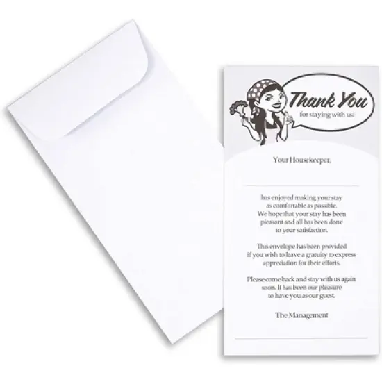Juvale 500 Pack Housekeeping Thank You Envelopes for Cash, Coins, Gratuity, 3.5 x 6.5 In image {4}