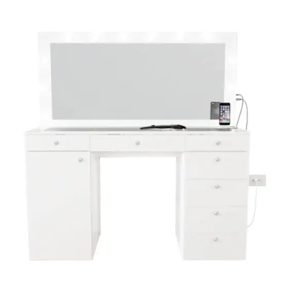Leila Lighted Makeup Vanity - Boahaus image {4}