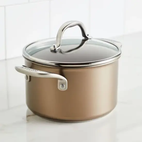 Anolon Ascend 4qt Hard Anodized Nonstick Saucepot with Lid Bronze image {11}