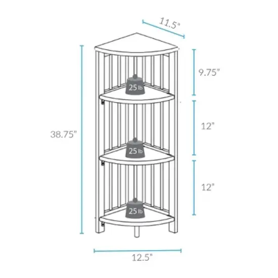 4 Shelf Corner Folding Bookcase - Flora Home image {5}