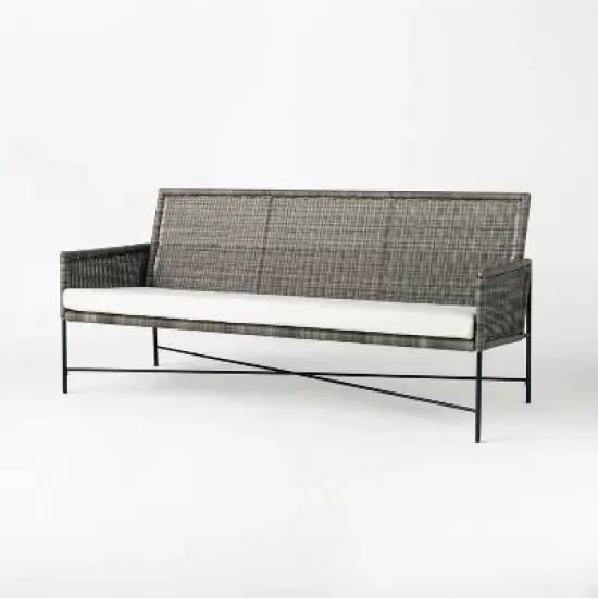 Wicker & Metal X Frame Patio Sofa - Gray - Threshold&trade; designed with Studio McGee image {2}