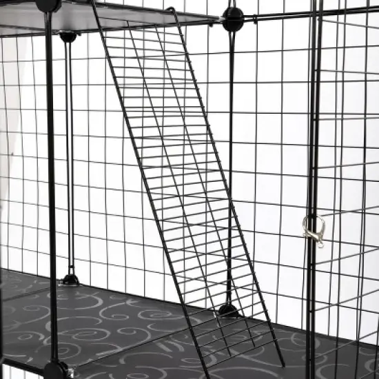 AZL1 Life Concept Pet Crates and Houses 3-Tier Cat Cage with Vertical Platforms and Secure Metal Mesh for Indoor Outdoor Use, Black, 42"*42"*72" image {3}