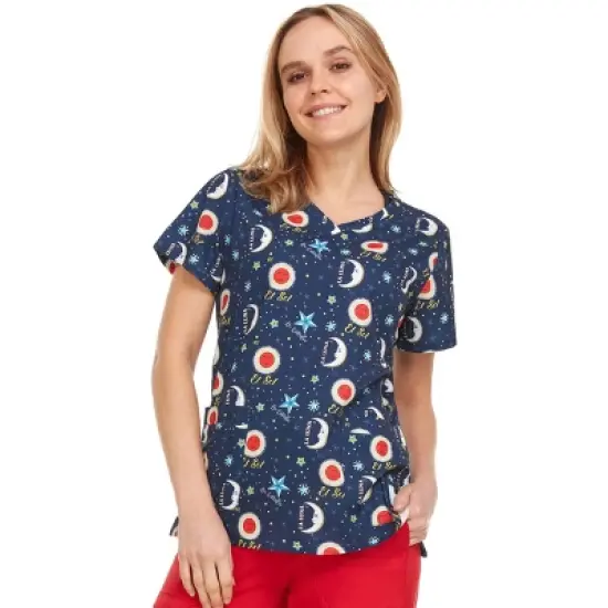 MediChic Women Scrubs V-Neck Printed Scrub Top with Three Pockets image {5}