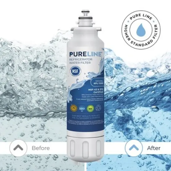 PureLine LG LT800P Refrigerator Water Filter Replacement ADQ73613401, LSXS26326S, LMXS30776S, LMXC23746S, LSXS26366S, Kenmore 46-9490, R-9490 (3-Pack) image {4}