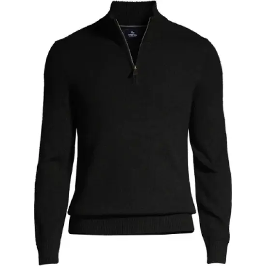 Lands' End Men's Fine Gauge Cashmere Quarter Zip image {4}
