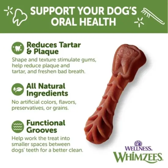 WHIMZEES by Wellness Brushzees Extra Small in Vegetable Flavor Dental Dog Treats image {4}