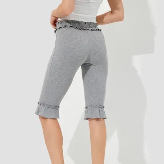 Women's High-Rise Ruffle Slim Leg Capri Tights - Wild Fable&trade; Heather Gray image {1}