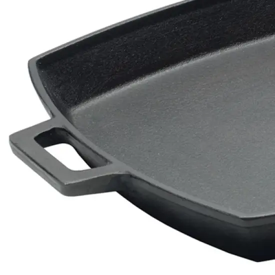 Bayou Classic 12 x 14 Inch Heavyweight Even-Heating Oven & Broiler Safe Cast Iron Shallow Skillet Pan with Wide Loop Handles for Cooking or Baking image {2}