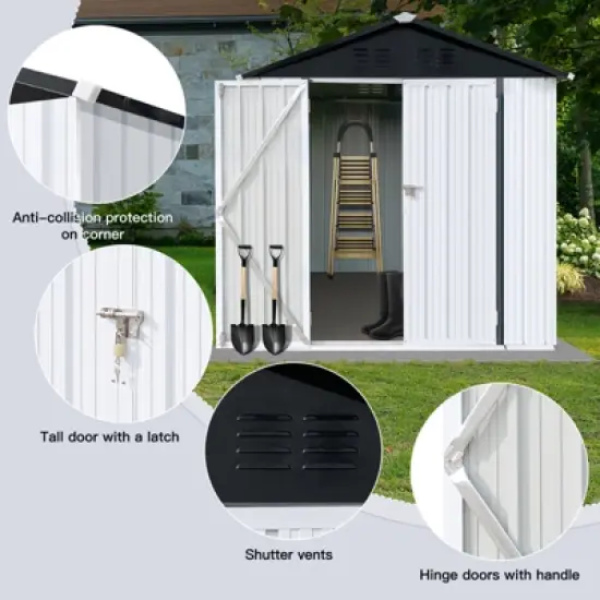 Outdoor storage sheds 6FTx4FT Apex roof White+Black image {2}