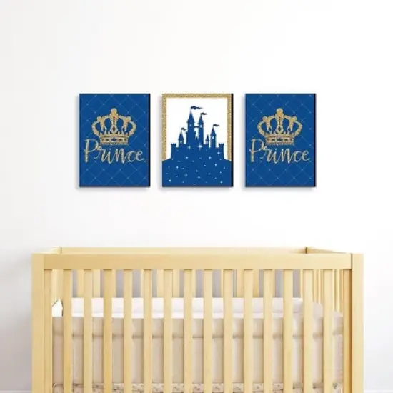 Big Dot of Happiness Royal Prince Charming - Baby Boy Nursery Wall Art and Kids Room Decorations - Gift Ideas - 7.5 x 10 inches - Set of 3 Prints image {1}