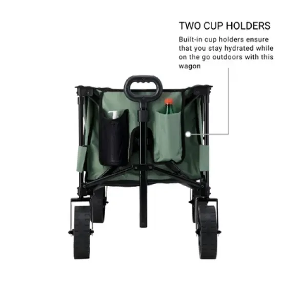 Woods Outdoor Collapsible Folding Garden Utility Wagon Cart w/ 225 Pound Capacity, 7 Cubic Feet of Storage for Camping, Beach, & Park, Sea Spray Green image {2}